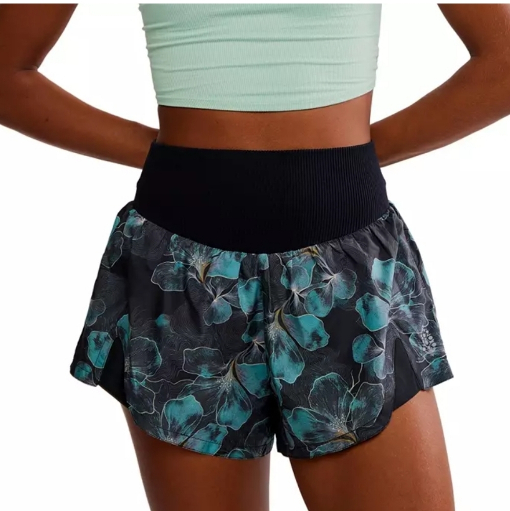 FP Movement Carpe Diem Midnight Floral Print Shorts, NWT